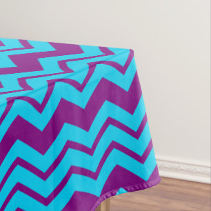 Blue Purple Chevron Zigzag Design Tablecloth