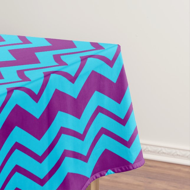 Blue Purple Chevron Zigzag Design  Tablecloth (In Situ)
