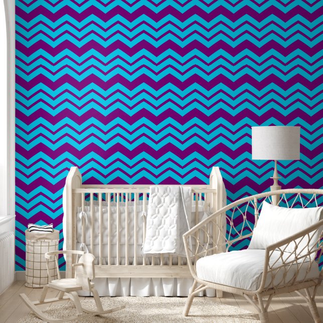 Blue Purple Chevron Zigzag Design  Wallpaper (Kids)