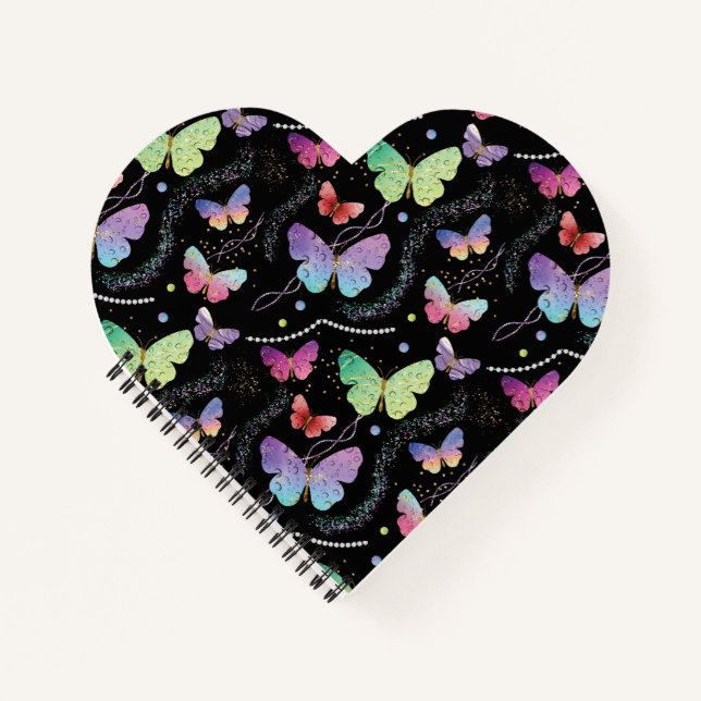 Blue Purple Chic Butterflies Pattern Notebook (Front)