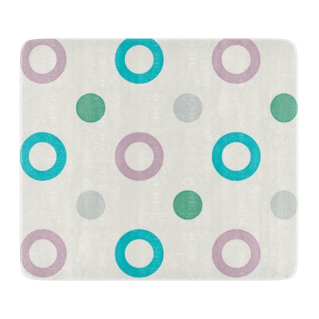 Blue & Purple Circle Dot Retro Design Cutting Board (Front)
