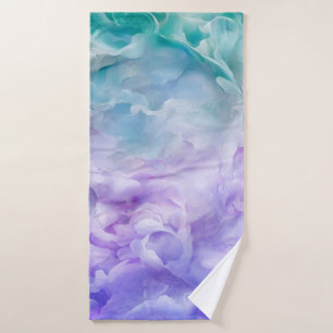 Blue & purple cloud swirl bath towel