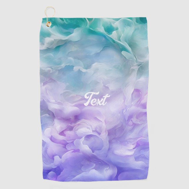 Blue & purple cloud swirl golf towel (Front)