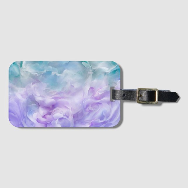 Blue & purple cloud swirl luggage tag (Front Horizontal)