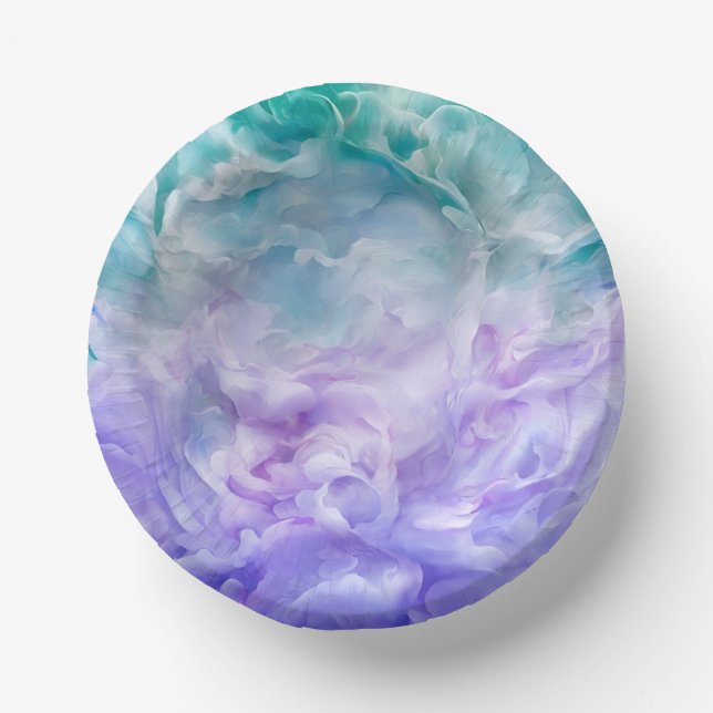 Blue & purple cloud swirl paper plate (Front)