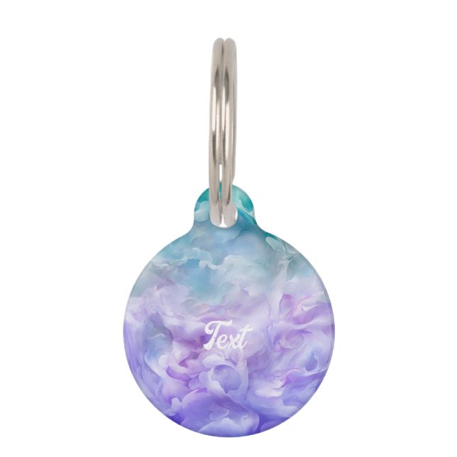 Blue & purple cloud swirl pet tag (Front)