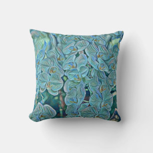 Blue purple cute orchid flowers painting cushion