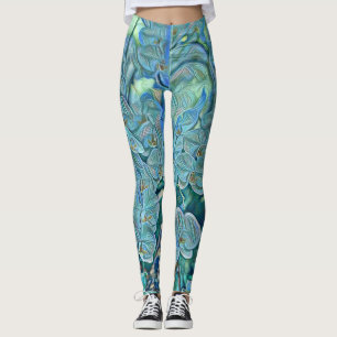 Blue purple cute orchid flowers painting  leggings