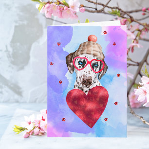 Blue Purple Dalmatian Valentine's Day Gift Dog Card