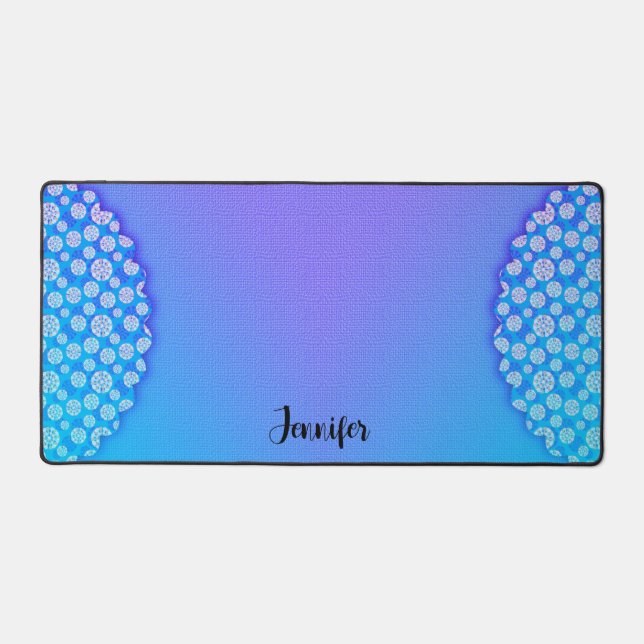 Blue Purple Design Your Name Desk Mat (Front)