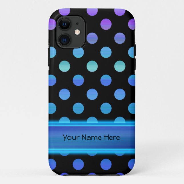 Blue Purple Dots on Black Case-Mate iPhone Case (Back)