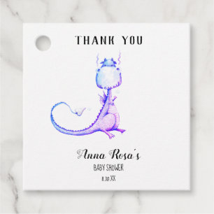 * Blue Purple Dragon Cute Baby Shower Thank You Favour Tags
