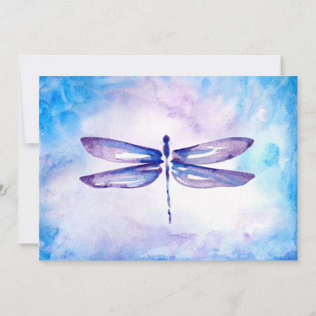 Blue & Purple Dragonfly Wedding Invitations (Back)