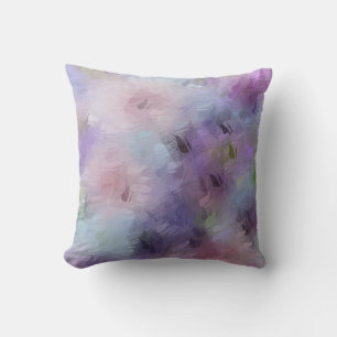 Blue Purple Elegant Abstract Flowers Template Cushion