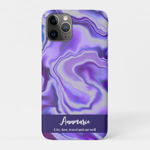 Blue & Purple Elegant Marble Abstract Personalised iPhone 11 Pro Case