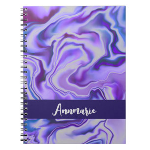 Blue & Purple Elegant Marble Abstract Personalised Notebook