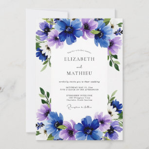 Blue Purple Ethereal Bloom Wedding Invitation