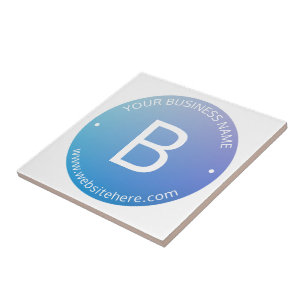 Blue & Purple Fading Ombre with Editable Text Ceramic Tile