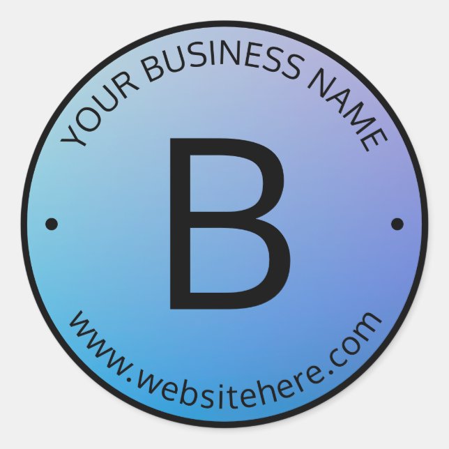 Blue & Purple Fading Ombre with Editable Text Classic Round Sticker (Front)