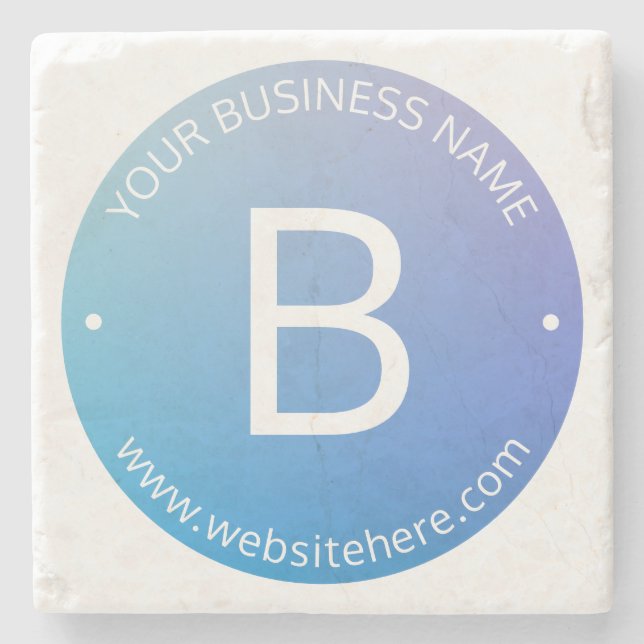 Blue & Purple Fading Ombre with Editable Text Stone Coaster (Front)