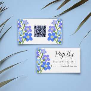 Blue Purple Floral Forget-Me-Nots Bridal Shower Enclosure Card