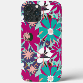 Blue & Purple Floral Pattern iPhone 13 Pro Max Case
