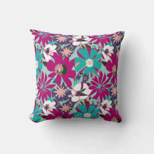 Blue & Purple Floral Pattern Cushion