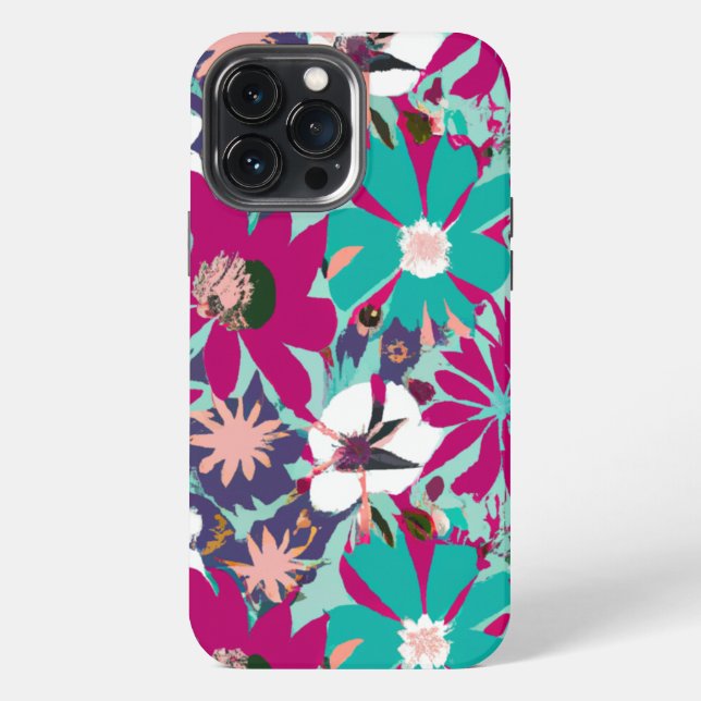 Blue & Purple Floral Pattern iPhone Case (Back)