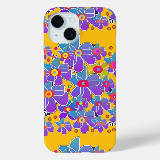 Blue Purple Flower Burst Yellow     Case-Mate iPhone Case (Back)