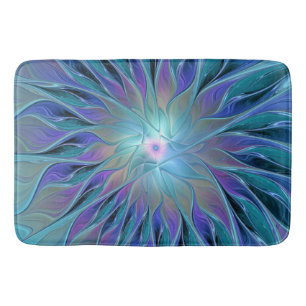 Blue Purple Flower Dream Abstract Fractal Art Bath Mat