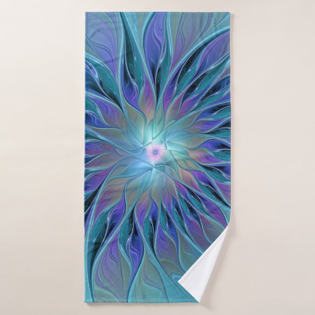 Blue Purple Flower Dream Abstract Fractal Art Bath Towel (Bath Towel)