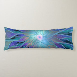 Blue Purple Flower Dream Abstract Fractal Art Body Cushion