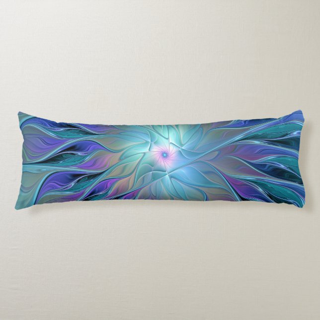 Blue Purple Flower Dream Abstract Fractal Art Body Cushion (Front)