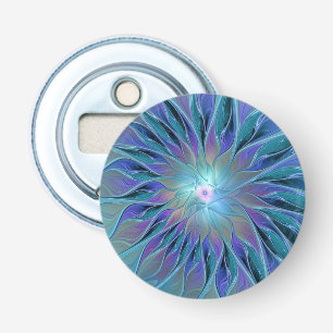 Blue Purple Flower Dream Abstract Fractal Art Bottle Opener