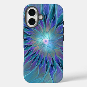 Blue Purple Flower Dream Abstract Fractal Art iPhone 16 Case