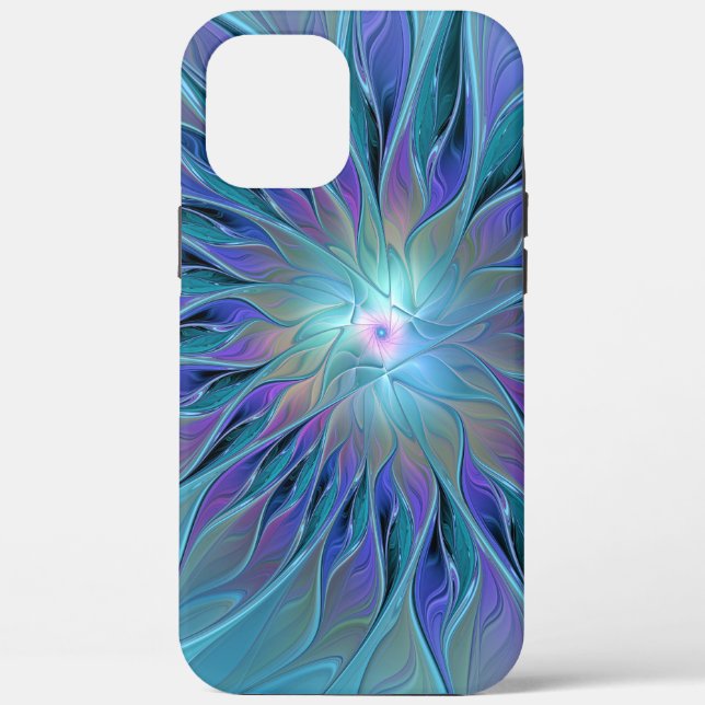 Blue Purple Flower Dream Abstract Fractal Art Case-Mate iPhone Case (Back)