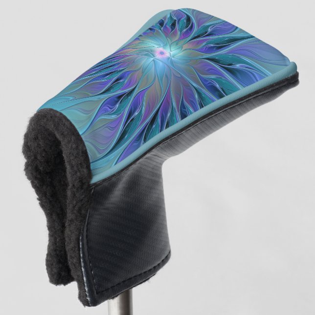 Blue Purple Flower Dream Abstract Fractal Art Golf Head Cover (3/4 Front)
