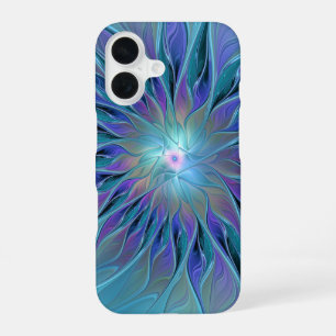 Blue Purple Flower Dream Abstract Fractal Art iPhone 16 Case