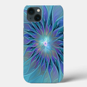 Blue Purple Flower Dream Abstract Fractal Art iPhone 13 Case