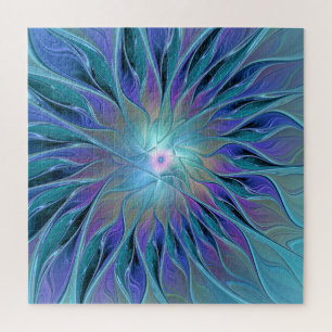 Blue Purple Flower Dream Abstract Fractal Art Jigsaw Puzzle