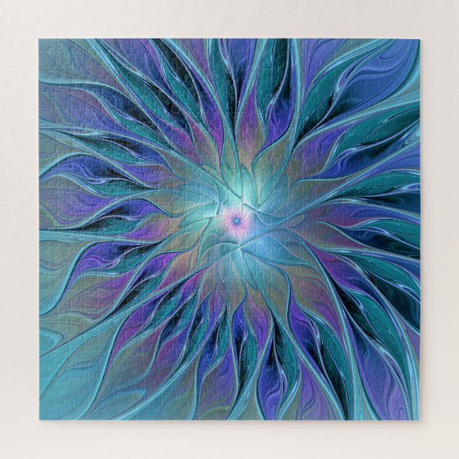 Blue Purple Flower Dream Abstract Fractal Art Jigsaw Puzzle (Vertical)