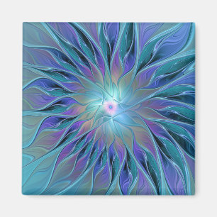 Blue Purple Flower Dream Abstract Fractal Art Magn Magnet