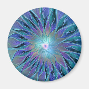Blue Purple Flower Dream Abstract Fractal Art Magnet