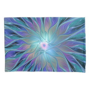 Blue Purple Flower Dream Abstract Fractal Art Pillowcase