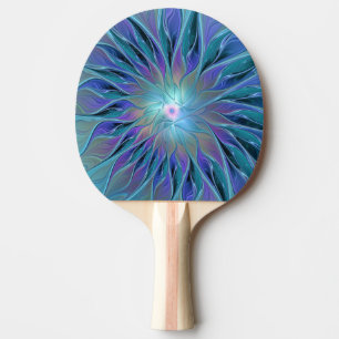 Blue Purple Flower Dream Abstract Fractal Art Ping Pong Paddle