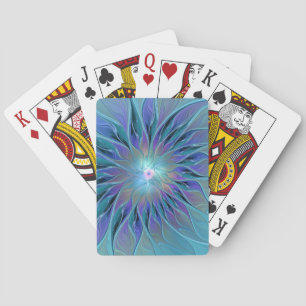 Blue Purple Flower Dream Abstract Fractal Art Playing Cards