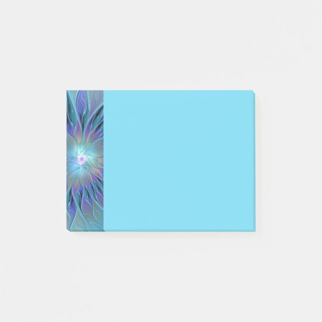 Blue Purple Flower Dream Abstract Fractal Art Post-it Notes (Front)