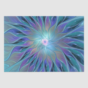 Blue Purple Flower Dream Abstract Fractal Art Tissue Paper