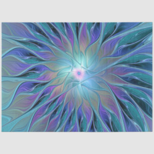 Blue Purple Flower Dream Abstract Fractal Art Tissue Paper