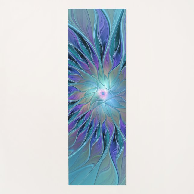 Blue Purple Flower Dream Abstract Fractal Art Yoga Mat (Front)